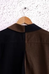Talkcloth Premium Men's Black & Coffee Brown Color Block Cotton Blend Half Sleeve Casual Shirt with Modern Geometric Designer Panel Resort Wear